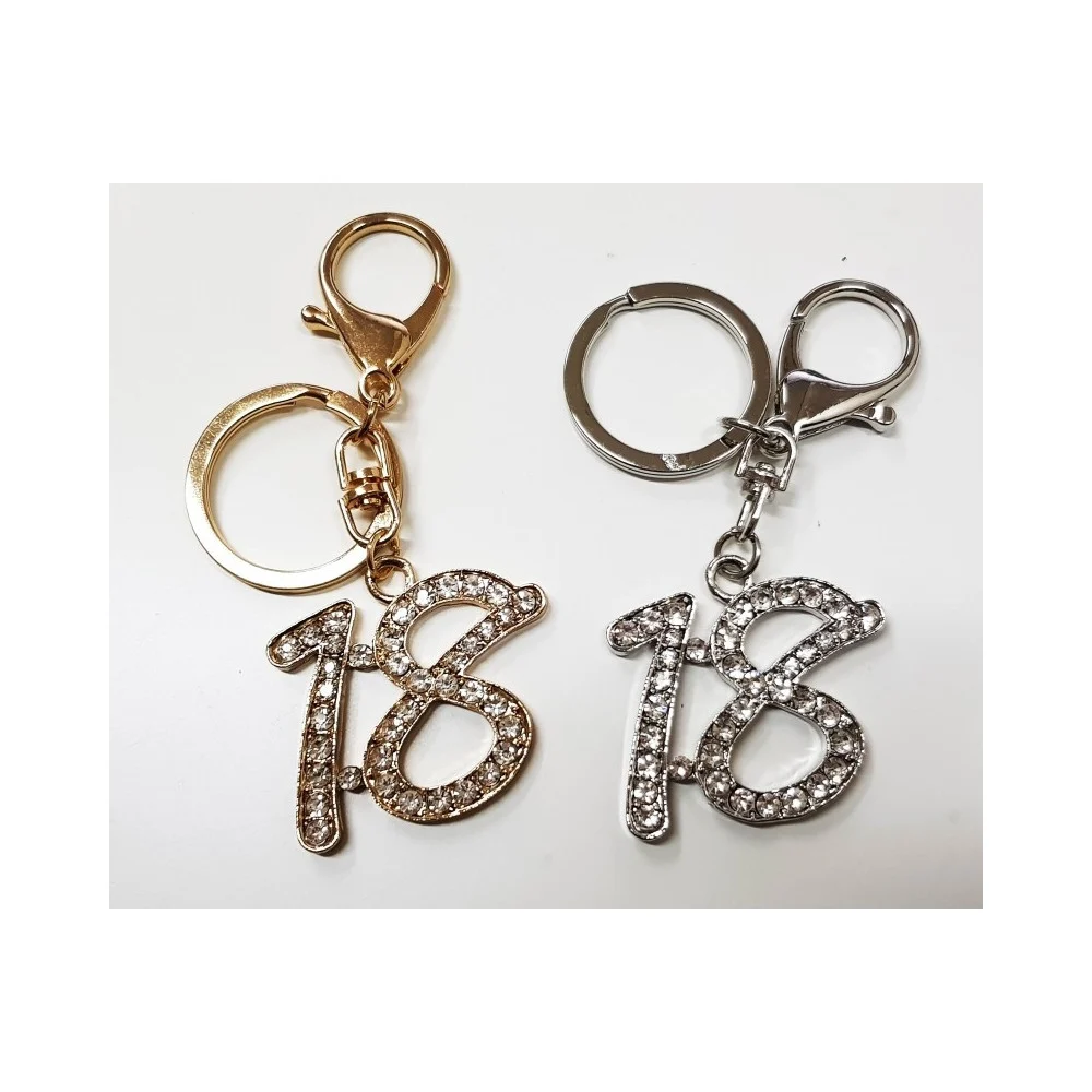 SET 12 BOMBONIERA ORO ARGENTO BRILLANTINI 18 ANNI COMPLEANNO PORTACHIAVI CHIAVE - TrAdE Shop Traesio