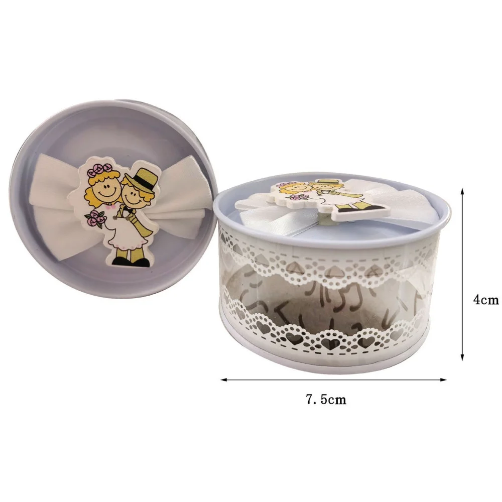 SET 12 BOMBONIERA SCATOLINA SPOSO SPOSA TONDO PORTA CONFETTI MATRIMONIO WEDDING - TrAdE Shop Traesio