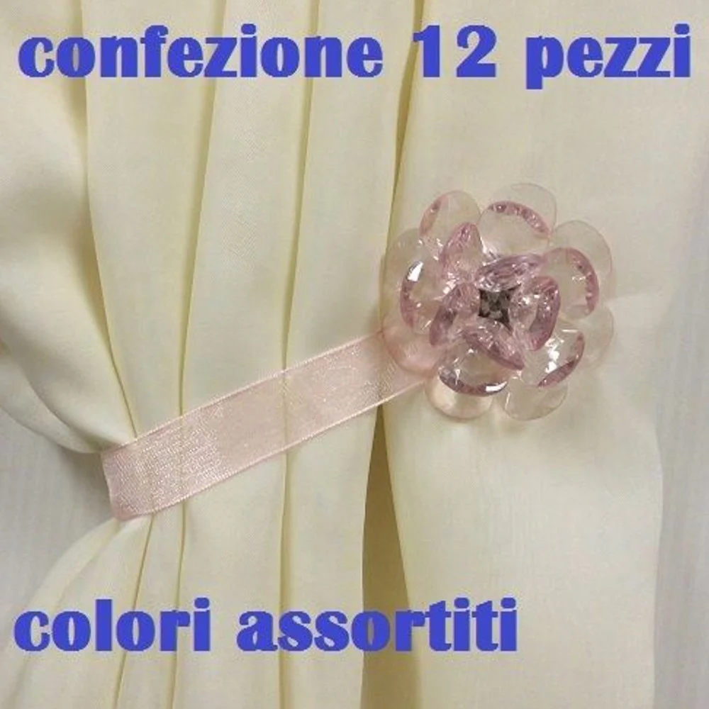 SET 12 CALAMITE LEGATENDA FERMA TENDE COLORATE CRISTALLO FIORE DIAMETRO 5CM - TrAdE Shop Traesio