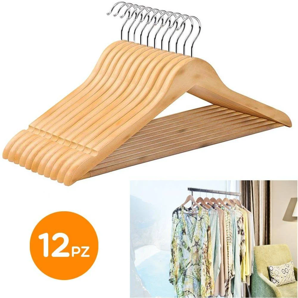 SET 12 GRUCCE APPENDIABITI STAMPELLE IN LEGNO PORTA ABITI ARMADIO CASA NEGOZIO - TrAdE Shop Traesio