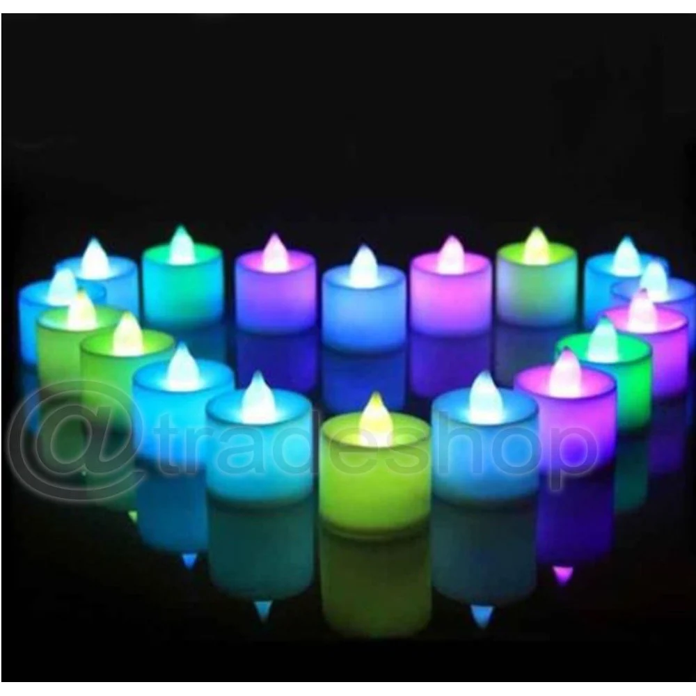 SET 12 MINI CANDELE LED SENZA FIAMMA TREMOLANTE RGB MULTI COLORE BATTERIA INCL. - TrAdE Shop Traesio