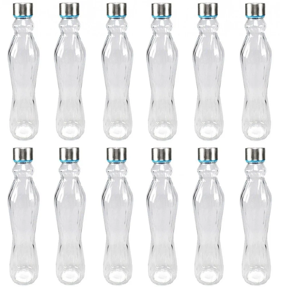 SET 12 PEZZI BOTTIGLIA IN VETRO CON TAPPO ACCIAIO 500ML ACQUA BEVANDE - TrAdE Shop Traesio