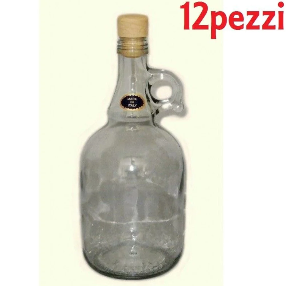 SET 12 PEZZI BOTTIGLIE BOTTIGLINE VETRO TRASPARENTE GALLONE CON TAPPO 750 CC - TrAdE Shop Traesio