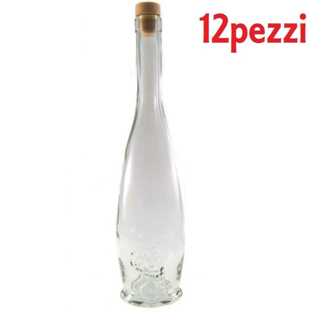 SET 12 PEZZI BOTTIGLIE BOTTIGLINE VETRO TRASPARENTE GOCCIA CON TAPPO 500CC - TrAdE Shop Traesio
