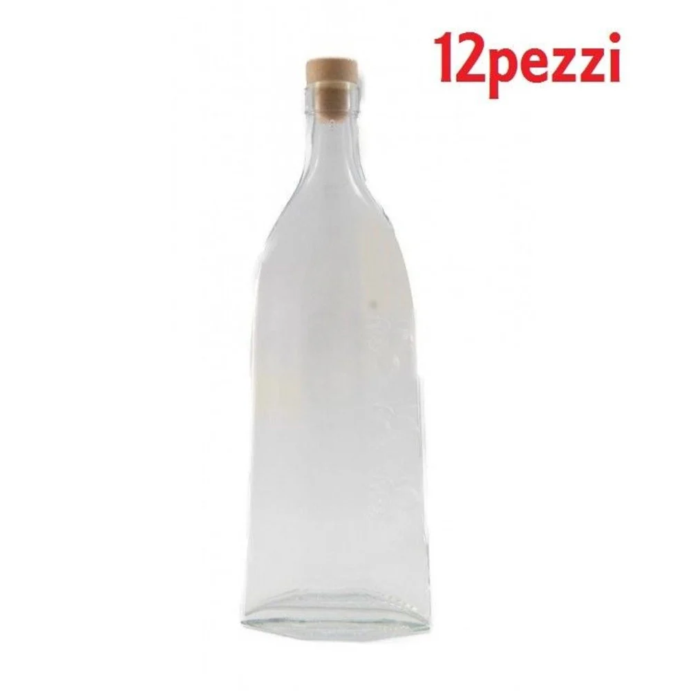 SET 12 PEZZI BOTTIGLIE BOTTIGLINE VETRO TRASPARENTE LUXURI CON TAPPO 500CC - TrAdE Shop Traesio