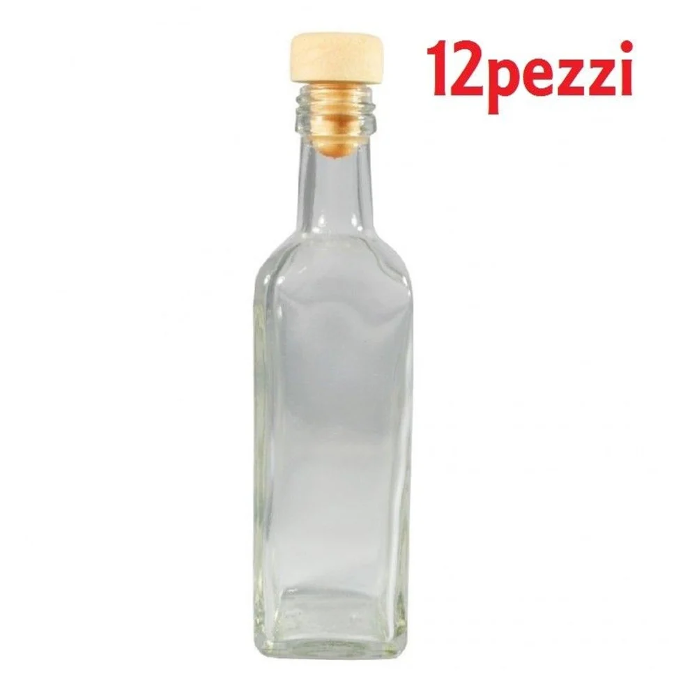 SET 12 PEZZI BOTTIGLIE BOTTIGLINE VETRO TRASPARENTE MARY CON TAPPO 60CC - TrAdE Shop Traesio