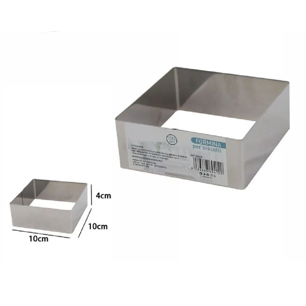 SET 12 PEZZI FORME FORMINA STAMPI PER DOLCI TORTE BISCOTTI QUADRATI 10X4CM 60412 - TrAdE Shop Traesio
