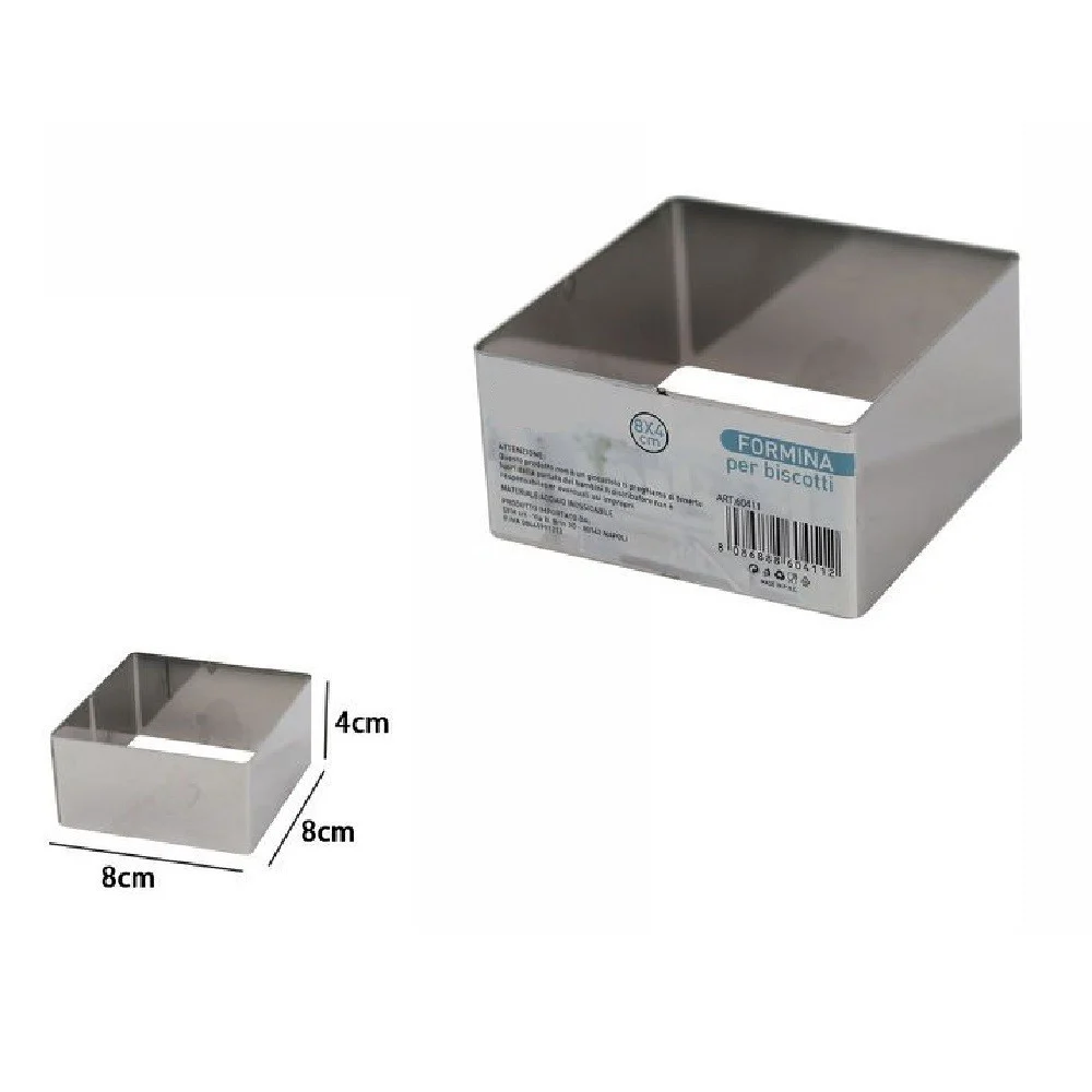 SET 12 PEZZI FORMINA FORME STAMPI PER DOLCI TORTE BISCOTTI QUADRATI 8X4CM 60411 - TrAdE Shop Traesio
