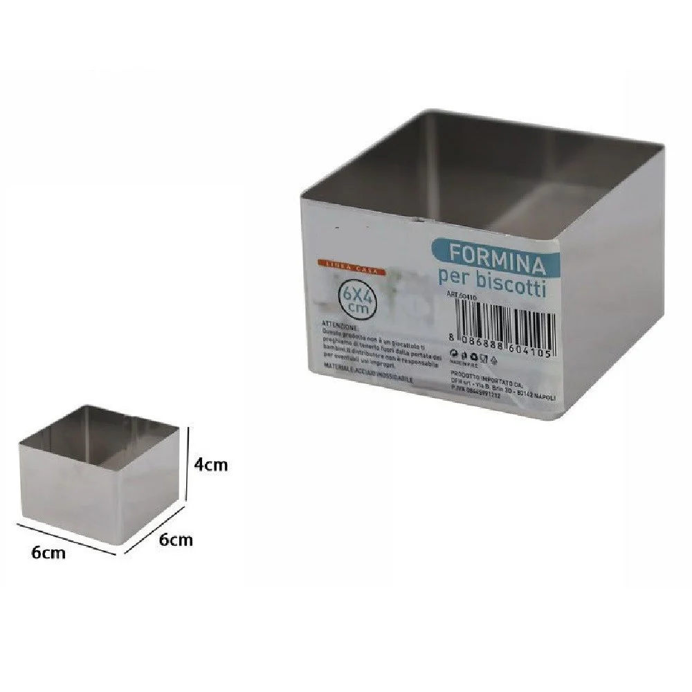 SET 12 PEZZI FORMINA STAMPI PER DOLCI TORTE BISCOTTI QUADRATI 6 X 4 CM 60410 - TrAdE Shop Traesio