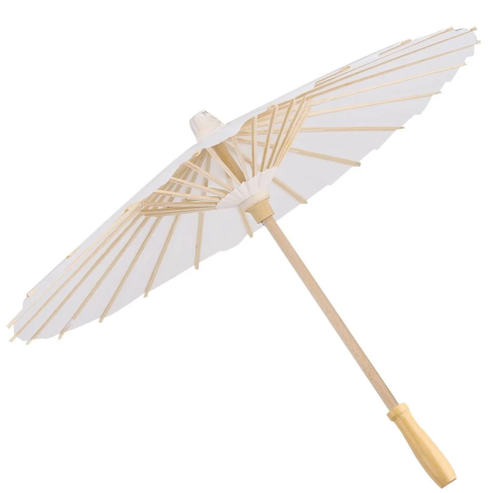 SET 12 PEZZI OMBRELLO BAMBU BIANCO 15 CM CARTA LEGNO SPOSA WEDDING OMBRELLINO - TrAdE Shop Traesio