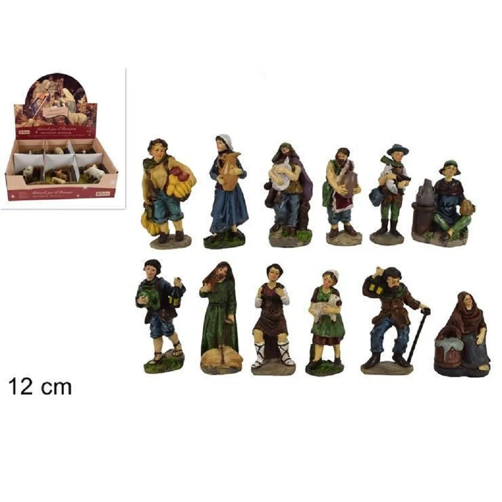 SET 12 PEZZI PASTORI STATUINE ALTEZZA 12 CM PRESEPE ASSORTITI PRESEPIO DI NATALE - TrAdE Shop Traesio