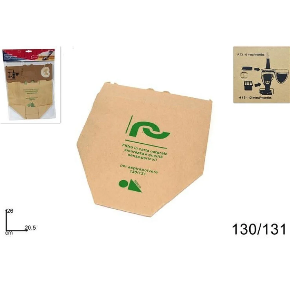 SET 12 PZ BUSTE SACCHETTO FILTRO IN CARTA NATURALE ASPIRAPOLVERE MODELLI 130/131 - TrAdE Shop Traesio