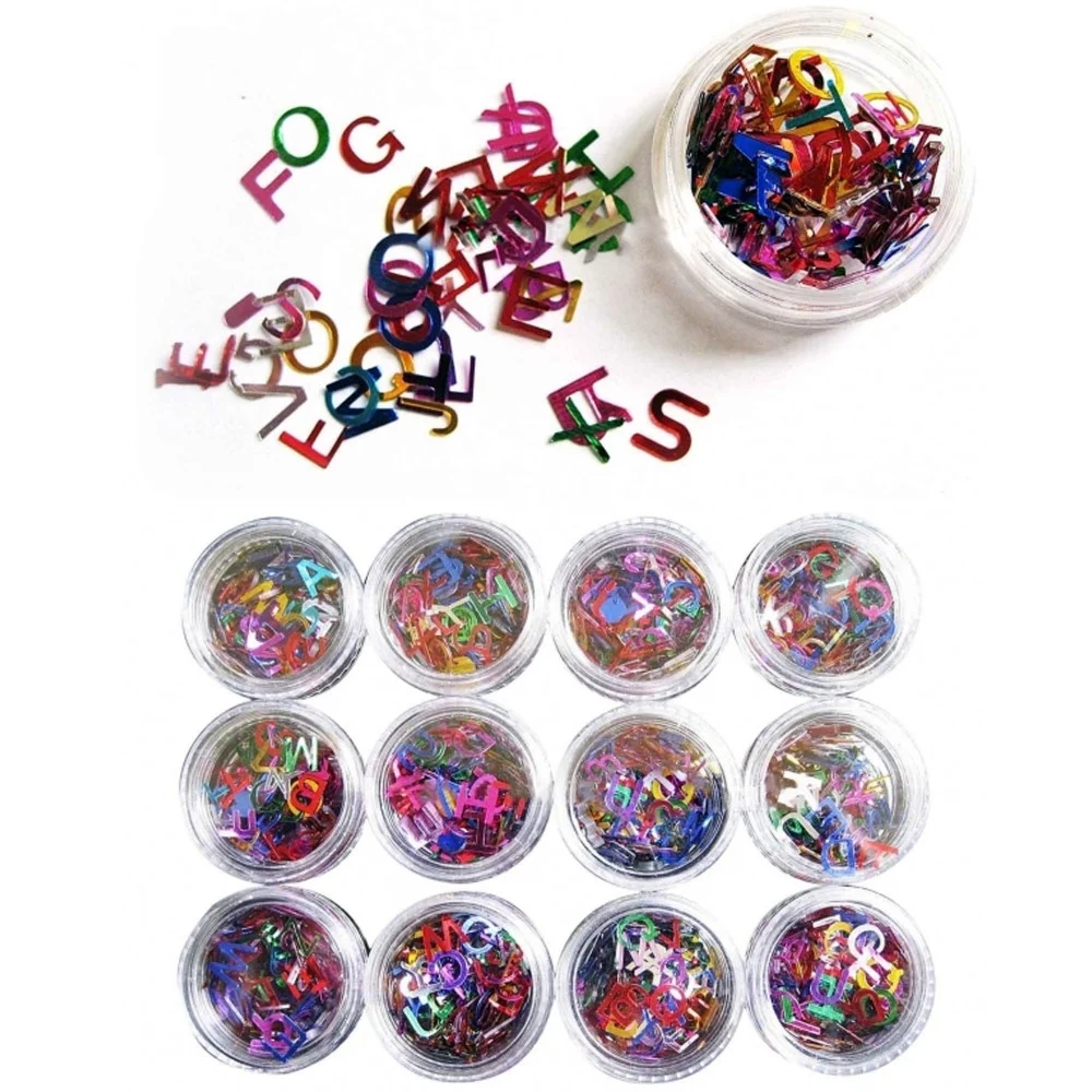 SET 12 PZ. DECORAZIONE UNGHIE LETTERE ALFABETO NAIL ART MANICURE RICOSTRUZIONE - TrAdE Shop Traesio