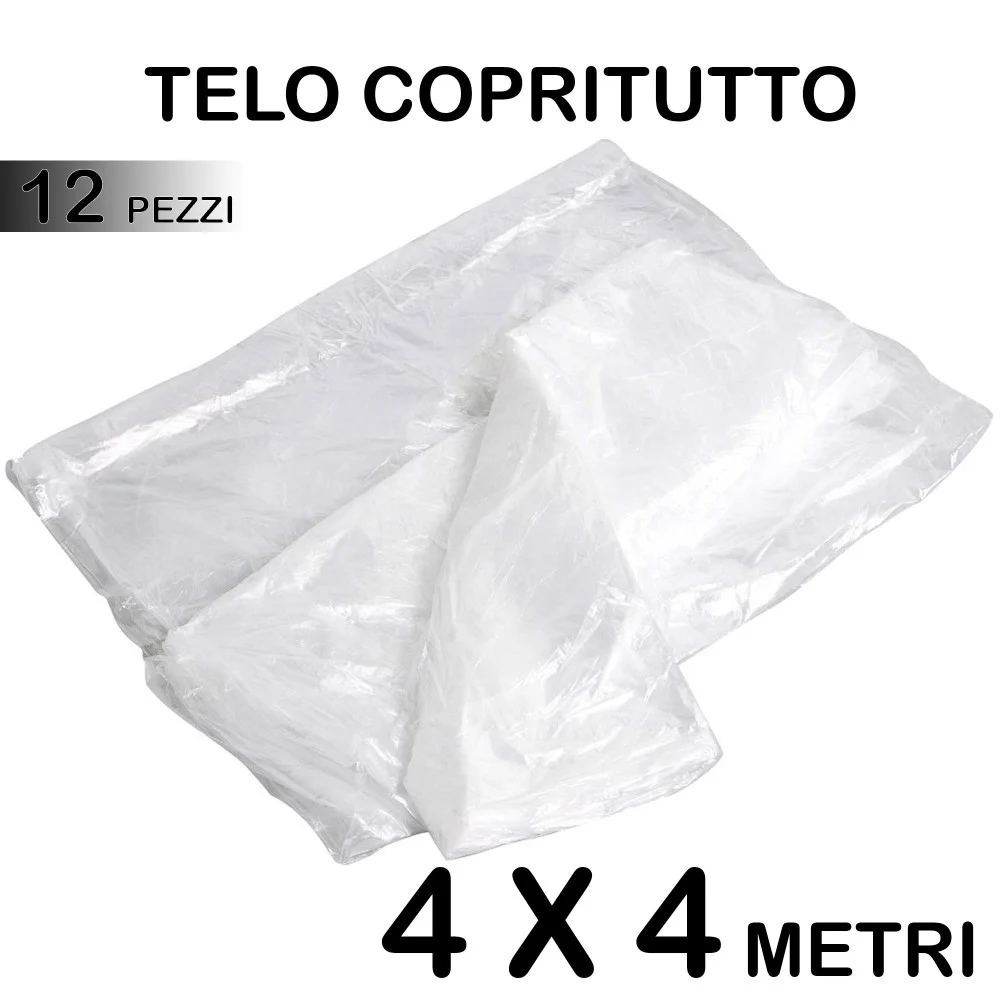 SET 12 TELO COPRITUTTO MULTIUSO PROTEGGE PAVIMENTI MOBILI AUTO SEDIE 4X4M - TrAdE Shop Traesio
