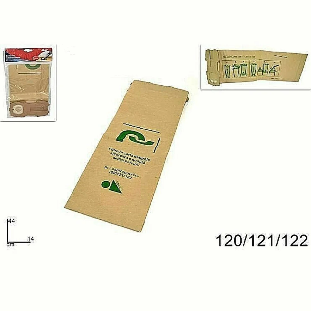 SET 12PZ BUSTE SACCHETTO FILTRO CARTA NATURALE ASPIRAPOLVERE MODELLI 120/121/122 - TrAdE Shop Traesio