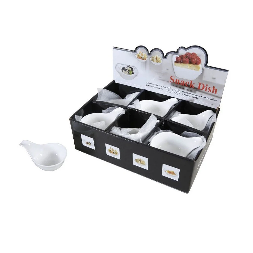 SET 18 PEZZI PIATTO PER ANTIPASTI IN PORCELLANA 12X8X6CM APERITIVO SNACK 151698 - TrAdE Shop Traesio