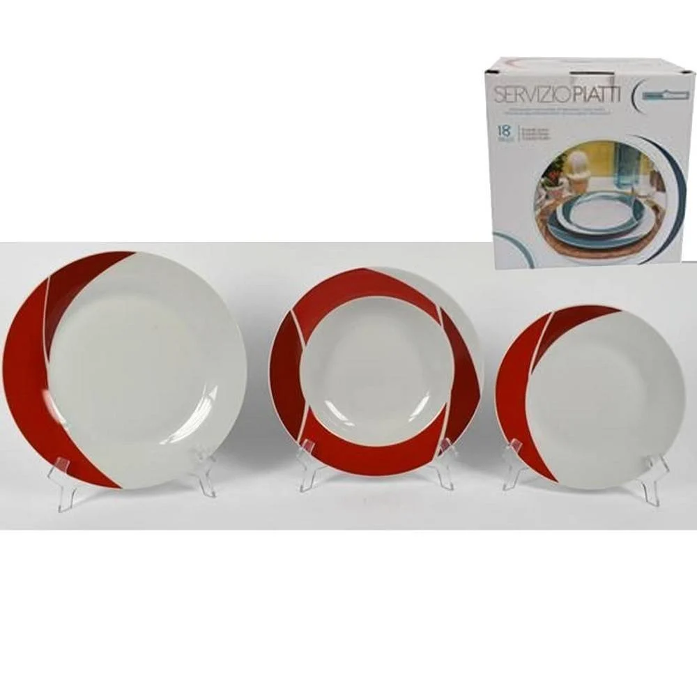 SET 18 PIATTI DI CERAMICA PIANI FONDI FRUTTA PIATTO DA PORTATA LINEA LUNA ROSSA - TrAdE Shop Traesio