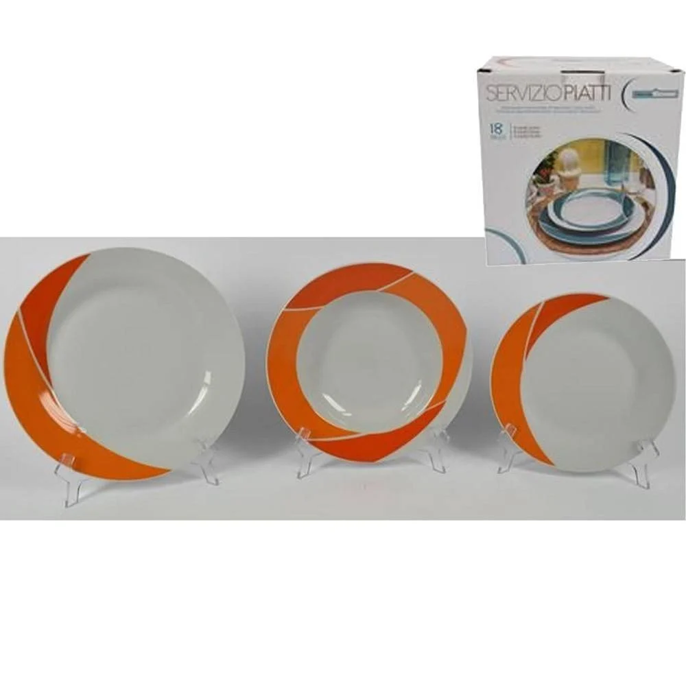 SET 18 PIATTI DI CERAMICA PIANI FONDI FRUTTA PIATTO PORTATA LINEA LUNA ARANCIONE - TrAdE Shop Traesio