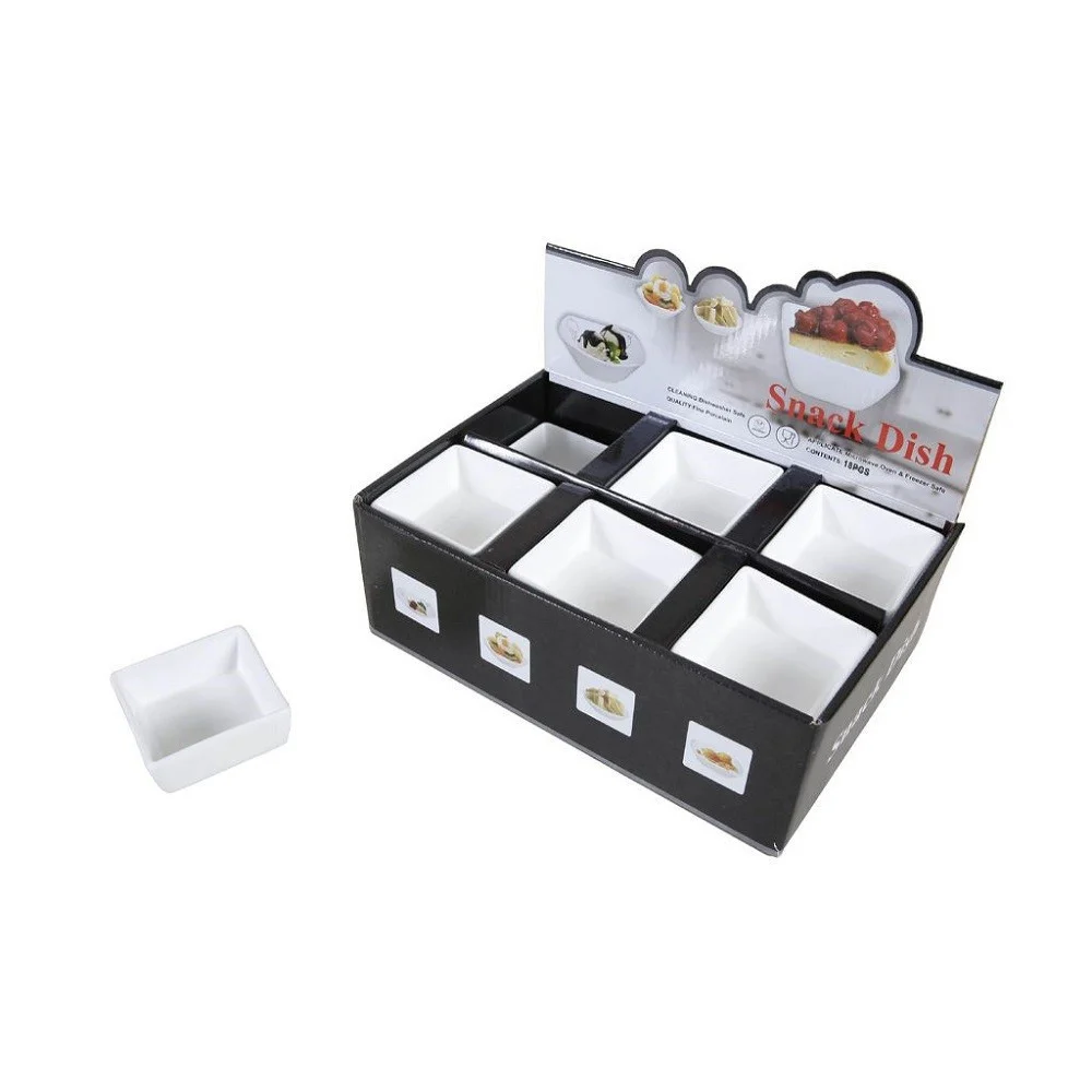 SET 18 PZ PIATTO CIOTOLE QUADRATE ANTIPASTI IN PORCELLANA APERITIVO SNACK 151679 - TrAdE Shop Traesio
