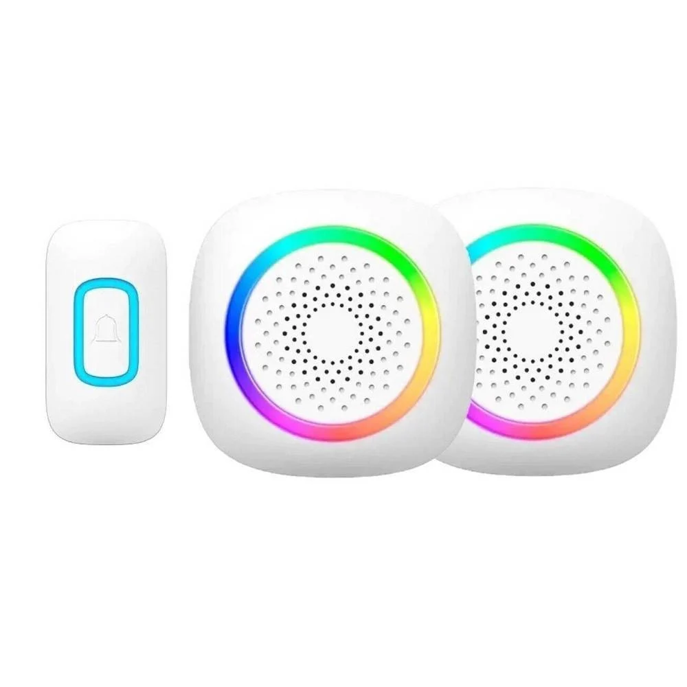 SET 2 CAMPANELLI SENZA FILI WIRELESS 2 RICEVITORI LUCE RGB 60 MELODIE RL-2R3995