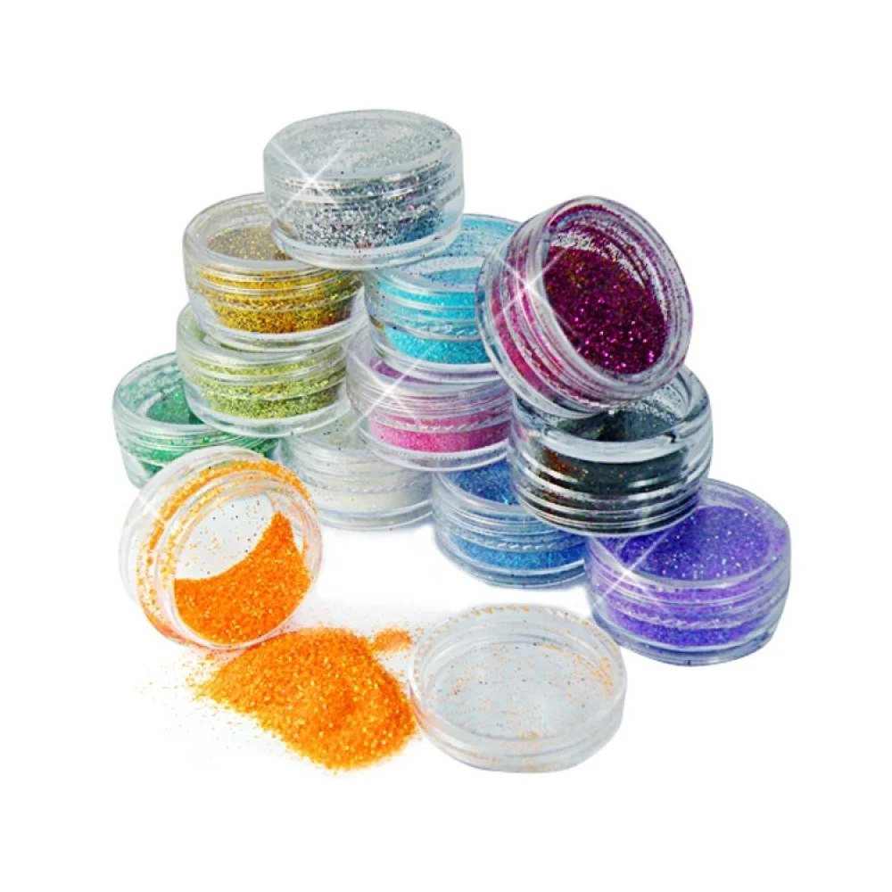 SET 2 PZ. BARATTOLI GLITTER POLVERE SOTTILE NAIL ART STRASS BRILLANTINI UNGHIE - TrAdE Shop Traesio