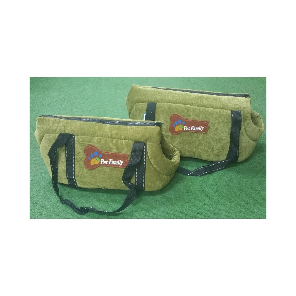 SET 2 PZ. VERDE BORSE TRAVEL VELLUTINO TRASPORTINO CANE GATTO CRESCITA S M 38X22X22 - 44X27X26 PET FAMILY