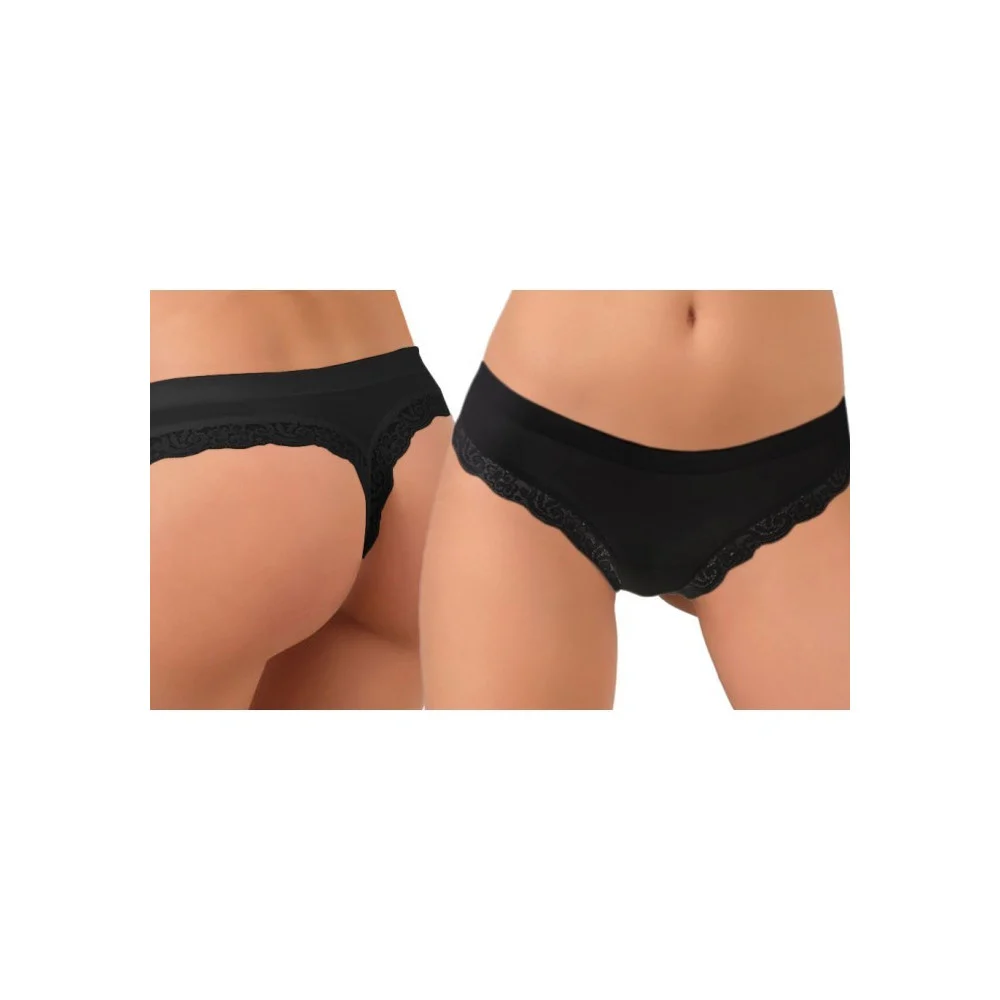 SET 2 SLIP MODELLO TANGA JADEA CON BORDO MERLETTATO INTIMO IN PIZZO DONNA SEXY - TrAdE Shop Traesio