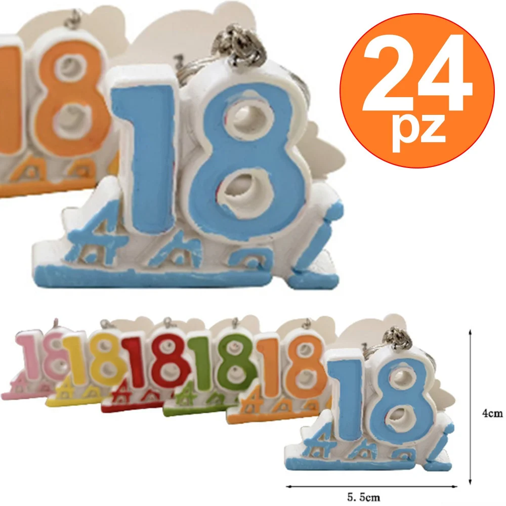 SET 24 BOMBONIERA BOMBONIERE NUMERO 18 ANNI DICIOTTESIMO COMPLEANNO PORTA CHIAVI - TrAdE Shop Traesio