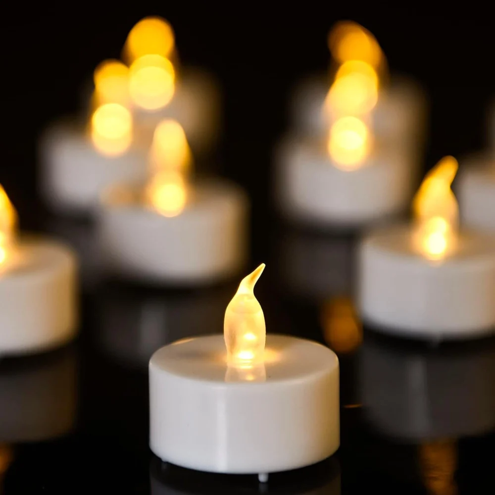 SET 24 CANDELE FIAMMA LUMINI LED DECORATIVE A BATTERIA VOTIVI LUCE BIANCO CALDO - TrAdE Shop Traesio