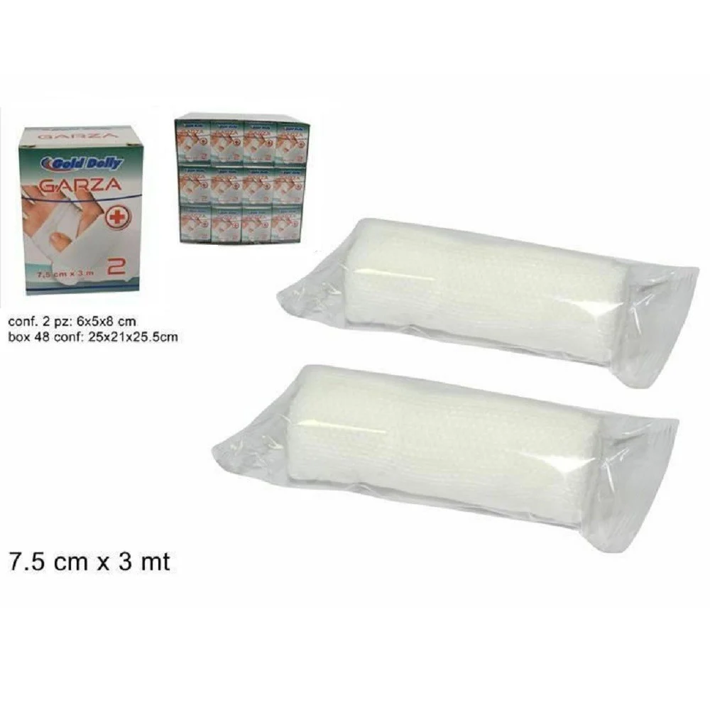 SET 24 CONFEZIONI 2 PEZZI GARZA BENDA MEDICAZIONE 7.5 CM X 3 METRI IR002777 - TrAdE Shop Traesio
