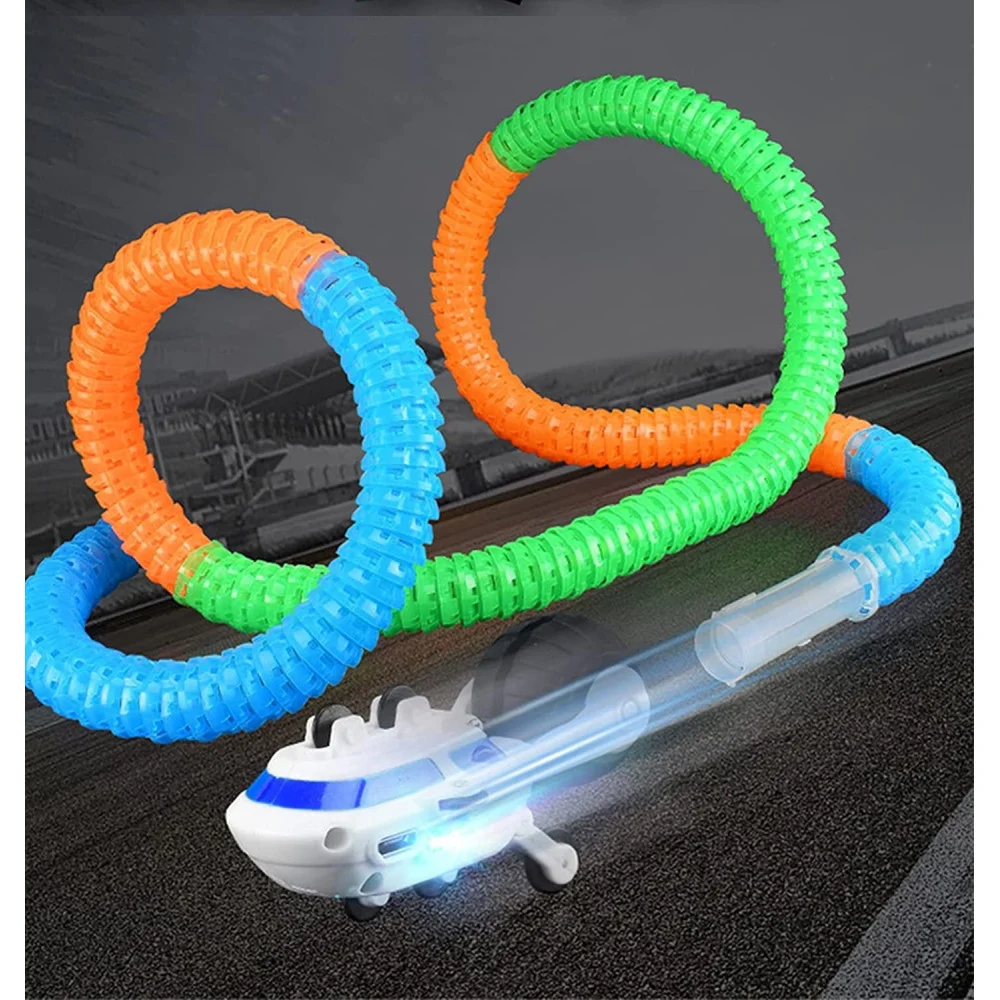 SET 243 PEZZI PISTA LUMINOSA LED AD ANELLO A 360° CARRI A BINARIO AUTO Q-WJ668