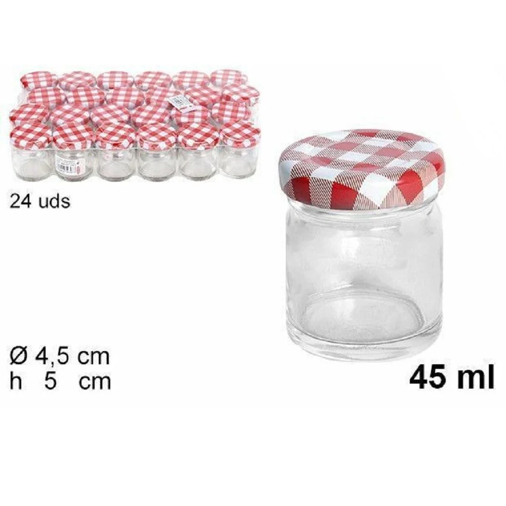 SET 24PZ CONTENITORE BARATTOLO TONDO VETRO CON COPERCHIO BARATTOLINI 45ML 103216 - TrAdE Shop Traesio