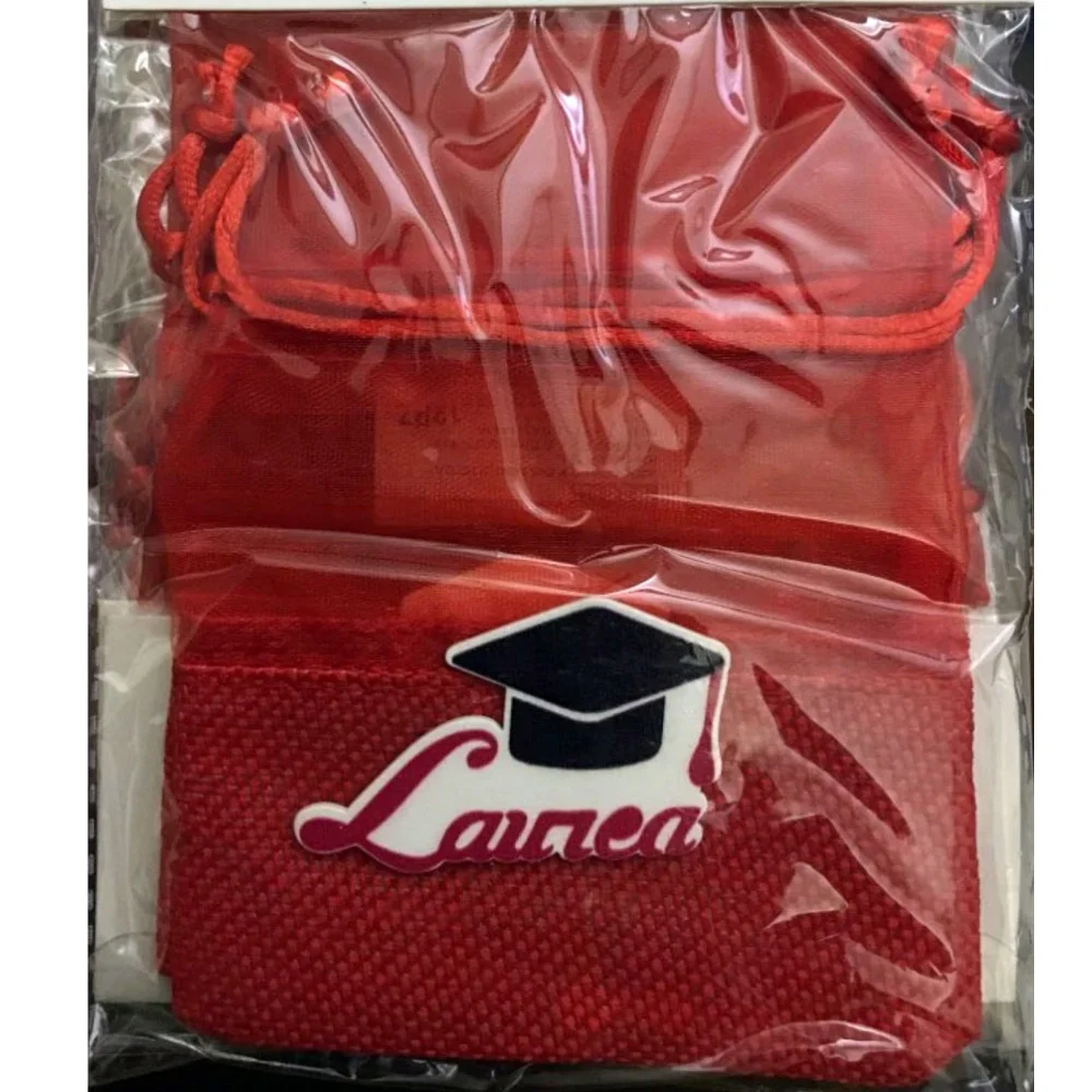 SET 24PZ. SACCHETTI SACCHETTO ROSSO PER LAUREA JUTA BOMBONIERA PORTACONFETTI - TrAdE Shop Traesio