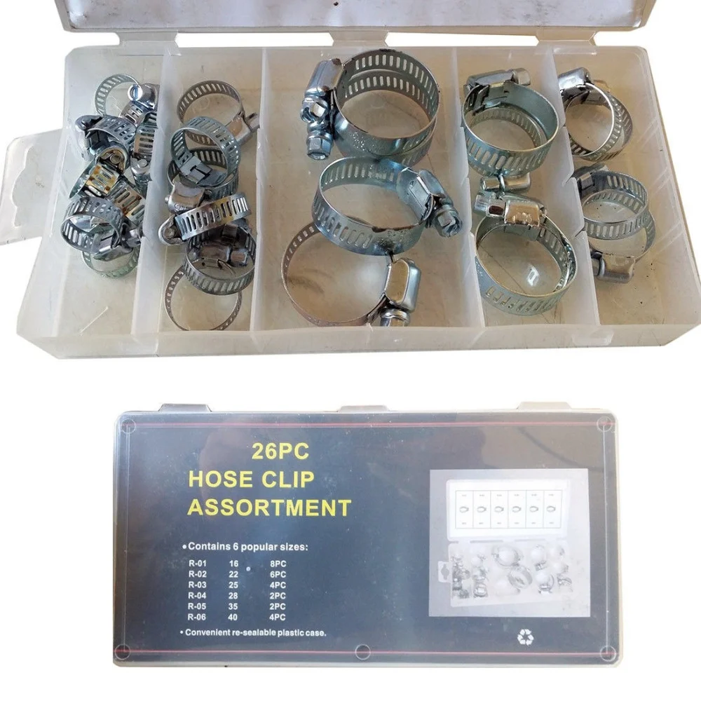 SET 26 PEZZI FASCETTE STRINGITUBO IN ACCIAIO ASSORTIMENTO TUBI TUBO MORSETTI - TrAdE Shop Traesio