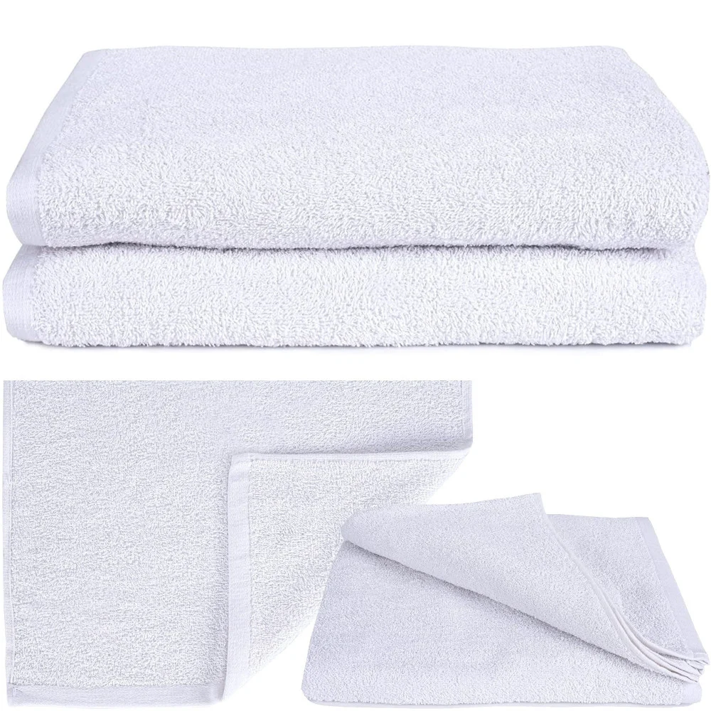 SET 3 ASCIUGAMI TELO DOCCIA BAGNO PER HOTEL ALBERGO BIANCO 100% COTONE 100X150CM - TrAdE Shop Traesio