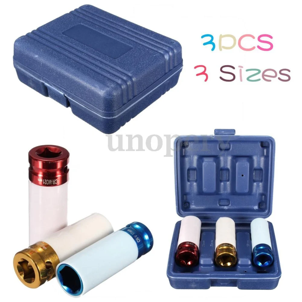 SET 3 CHIAVI A BUSSOLA PER DADI CERCHIO RUOTE ATTACCO 1/2" RIVESTITE 17 19 21 MM - TrAdE Shop Traesio