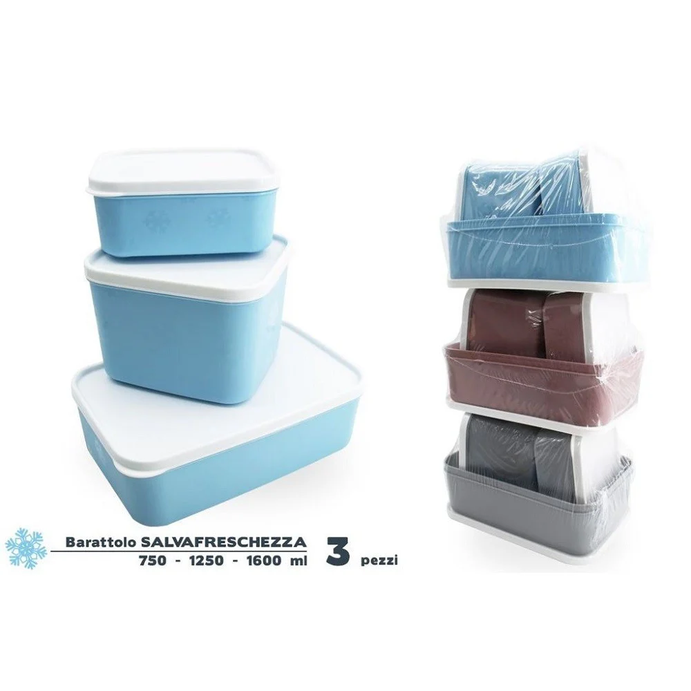 SET 3 CONTENITORI BARATTOLO SALVAFRESCHEZZA ALIMENTI CIBI FREEZER ERMETICO 947676 - TrAdE Shop Traesio