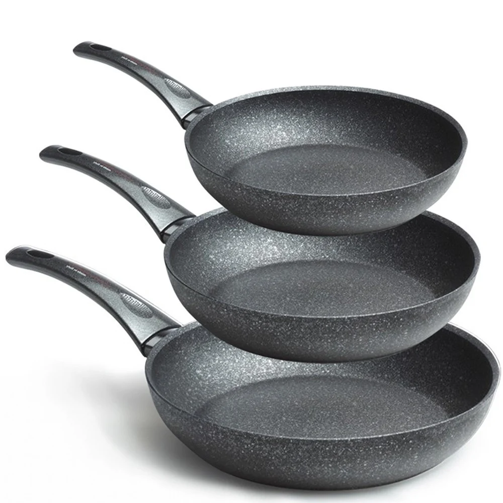 SET 3 PADELLE 20 24 28CM RIVESTITE CON POLVERE DI DIAMANTE PADELLA ANTIADERENTE - TrAdE Shop Traesio