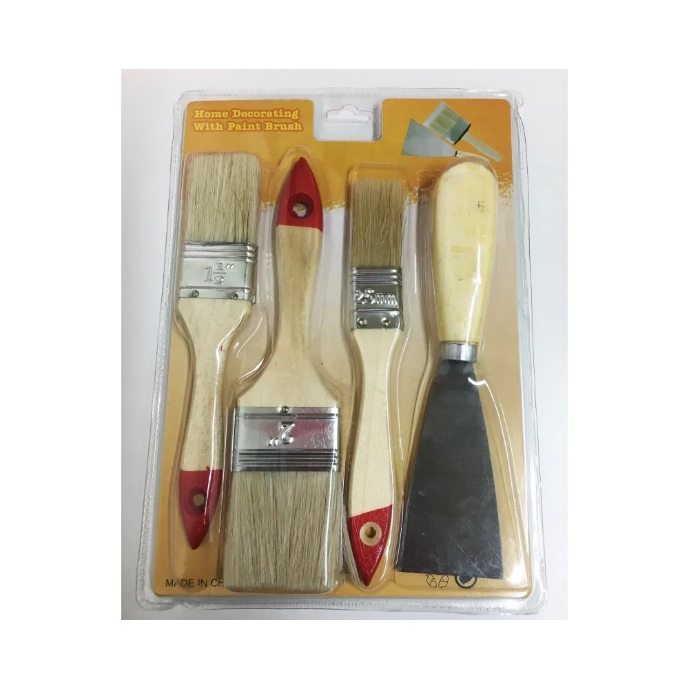 SET 3 PENNELLI+1 SPATOLA 1,5"/2"/2,5" VERNICI AD ACQUA IDROPITTURE SOLVENTI - TrAdE Shop Traesio