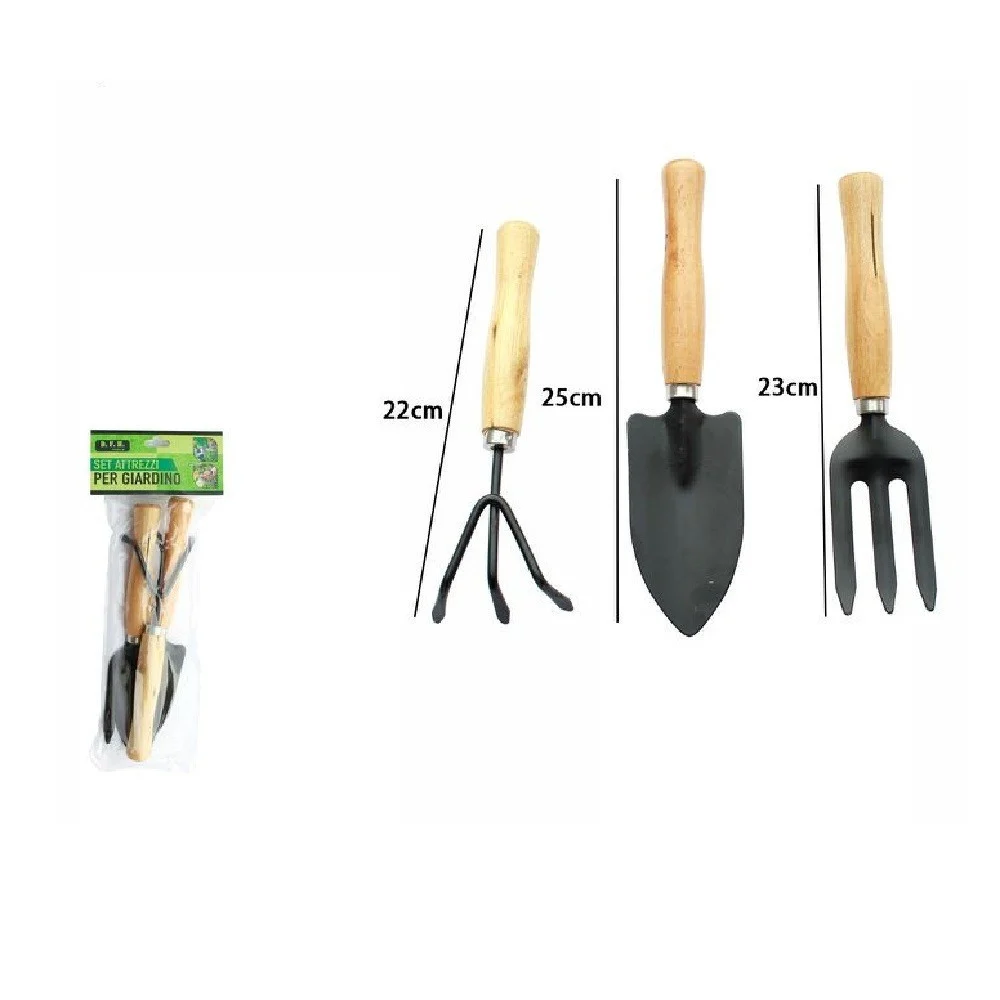 SET 3 PEZZI ATTREZZI DA GIARDINO GIARDINAGGIO ACCESSORI RASTRELLO PALETTA 59697 - TrAdE Shop Traesio