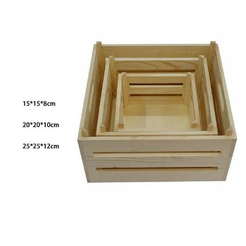 SET 3 PEZZI CASSETTE CESTI IN LEGNO NATURALE TRIS DECOUPAGE CONTENITORI 53470A - TrAdE Shop Traesio