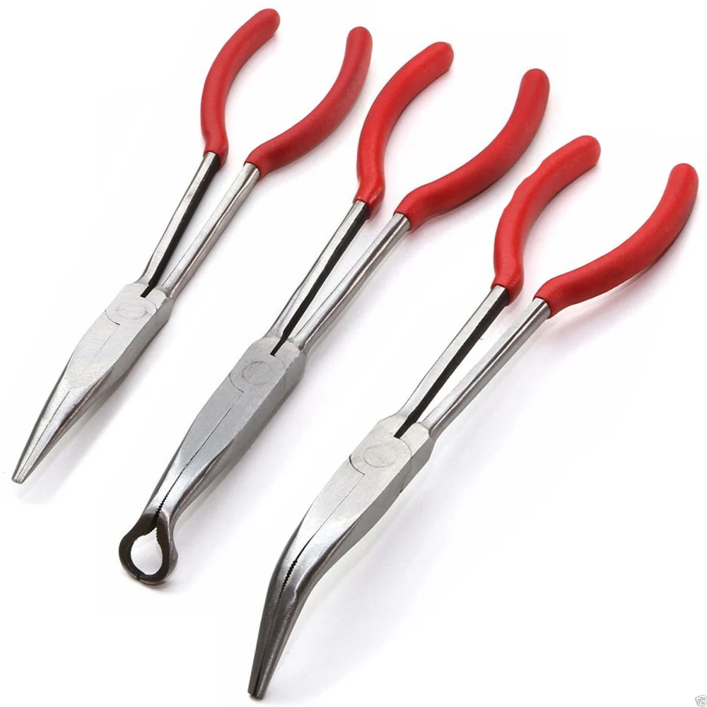 SET 3 PINZE LUNGHE 11" BECCHI BECCO LUNGHI TONDI PER MECCANICI VALVOLE MOLLE - TrAdE Shop Traesio