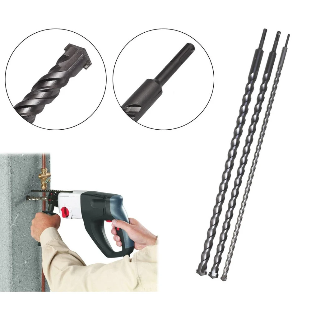 SET 3 PUNTE GIGANTI LUNGHEZZA 1 METRO SDS PLUS PER MURO CEMENTO CALCESTRUZZO - Trade_Ox