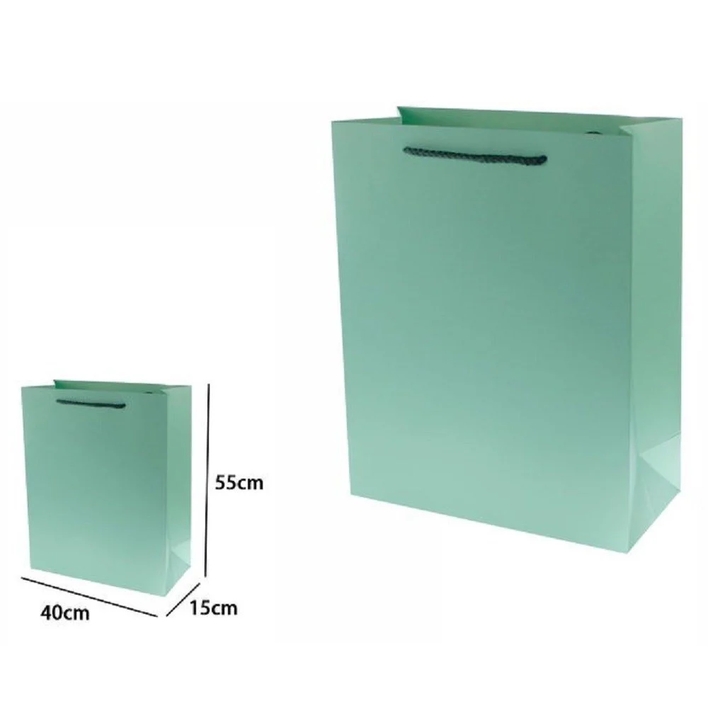 SET 3 PZ BUSTE BORSA REGALO SACCHETTI 55X40X15 CM 69910 VERDE CON MANICO CORDINO - TrAdE Shop Traesio
