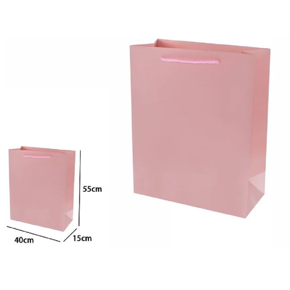 SET 3 PZ. BUSTE BORSA REGALO SACCHETTI 55X40X15 CM 69922 ROSA CON MANICO CORDINO - TrAdE Shop Traesio