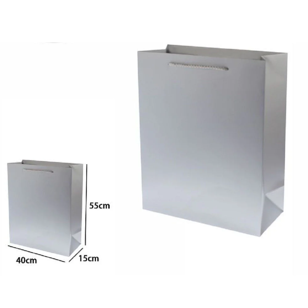 SET 3 PZ BUSTE BORSA REGALO SACCHETTI 55X40X15CM 69914 GRIGIO CON MANICO CORDINO - TrAdE Shop Traesio