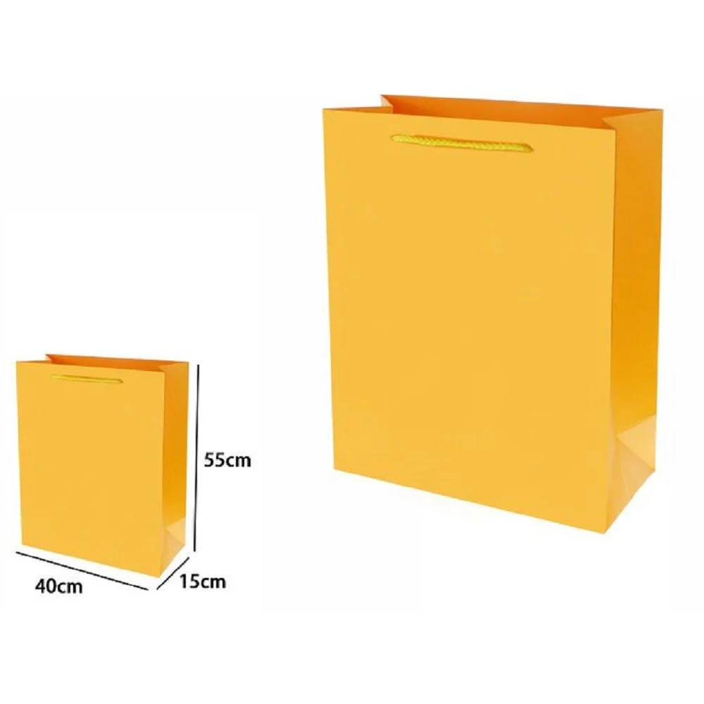 SET 3 PZ BUSTE BORSA REGALO SACCHETTI 55X40X15CM 69918 GIALLO CON MANICO CORDINO - TrAdE Shop Traesio