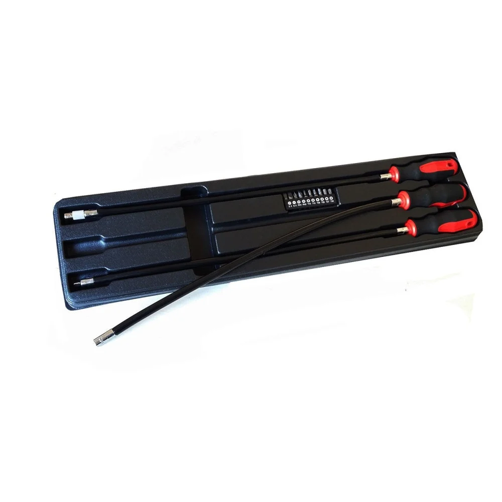 SET 3 PZ CACCIAVITI EXTRA LUNGHI FLESSIBILI CON INNESTI PER AUTO OFFICINE 500mm - TrAdE Shop Traesio