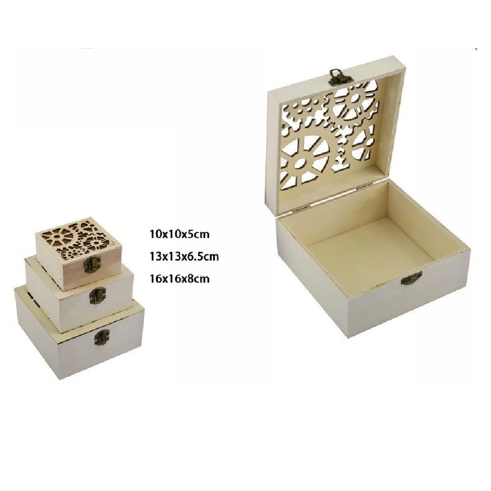 SET 3 PZ SCATOLE IN LEGNO DECOUPAGE PORTAGIOIE INCISE SCATOLA COFANETTO 74011A - TrAdE Shop Traesio