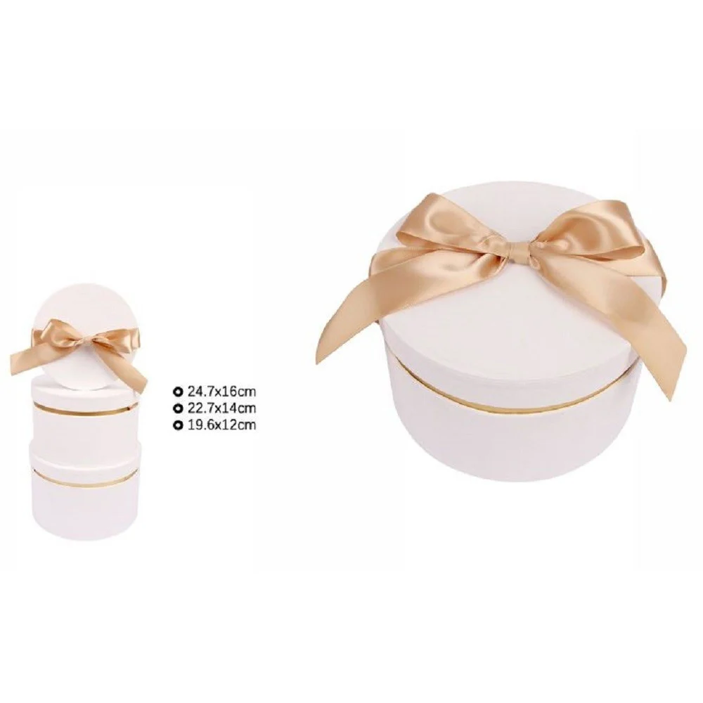 SET 3 PZ SCATOLE SCATOLA BOX REGALI VARIE MISURE MATRIOSKA ROTONDE BIANCO 71942 - TrAdE Shop Traesio